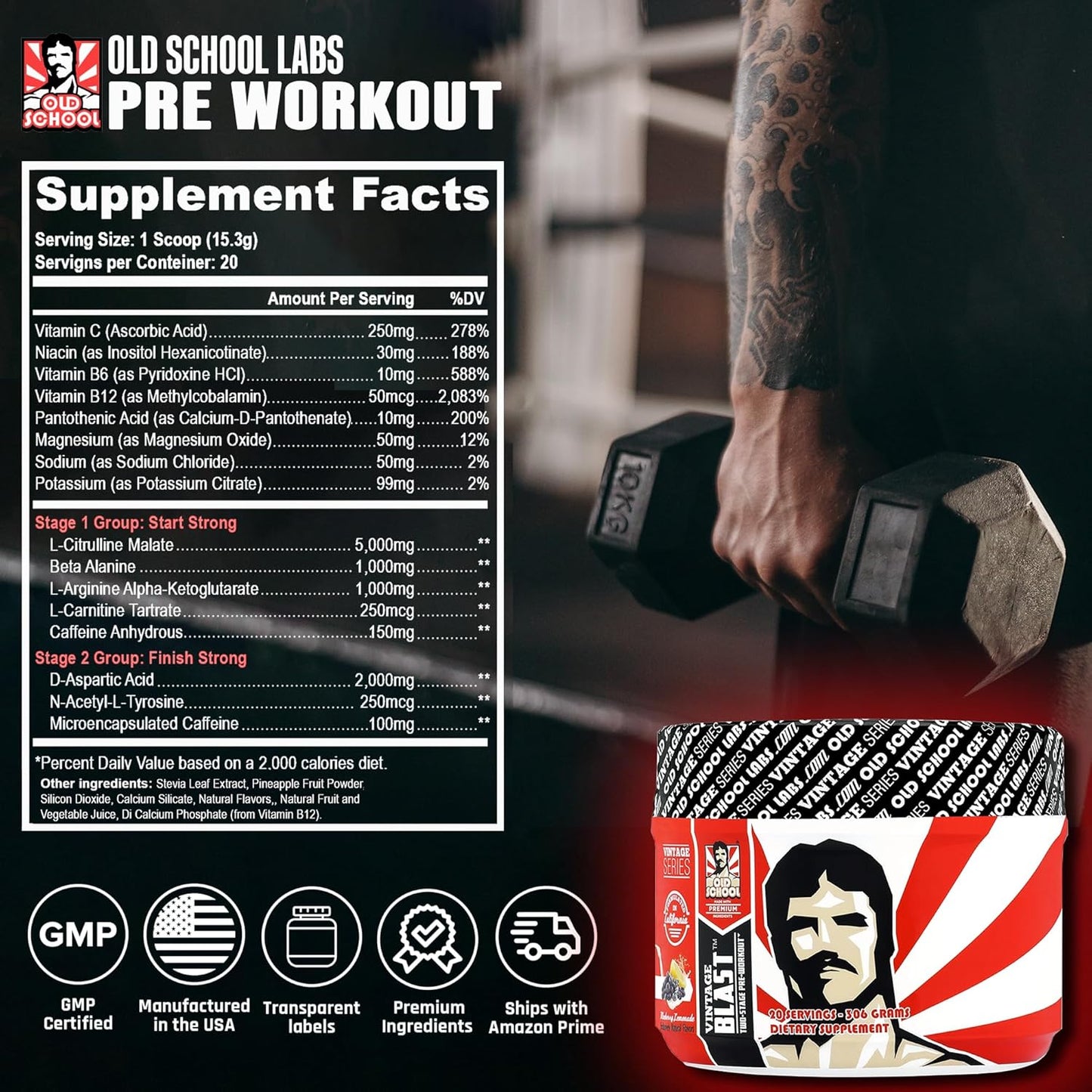 Old School Labs Ultimate 2 Stage Pre Workout for Explosive Energy