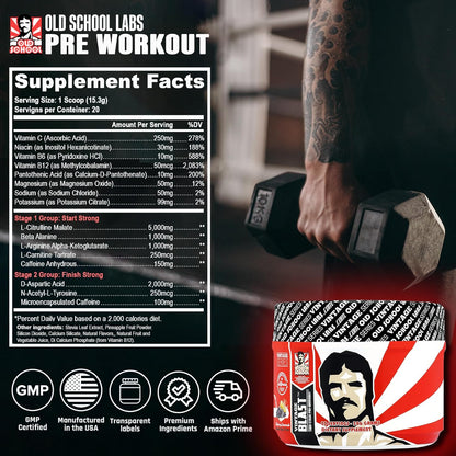 Old School Labs Ultimate 2 Stage Pre Workout for Explosive Energy